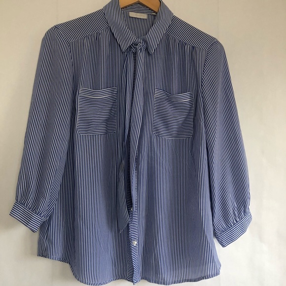 Striped Button Down Blouse - Picture 1 of 7